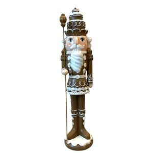 Peppermint Square Christmas GINGERBREAD NUTCRACKER 14in Brown Holiday NEW
